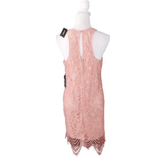 NWT@$70! EXPRESS! SWEET DUSTY MELON PINK LACE SHIFT DRESS, SLEEVELESS! SZ M - Picture 5 of 10
